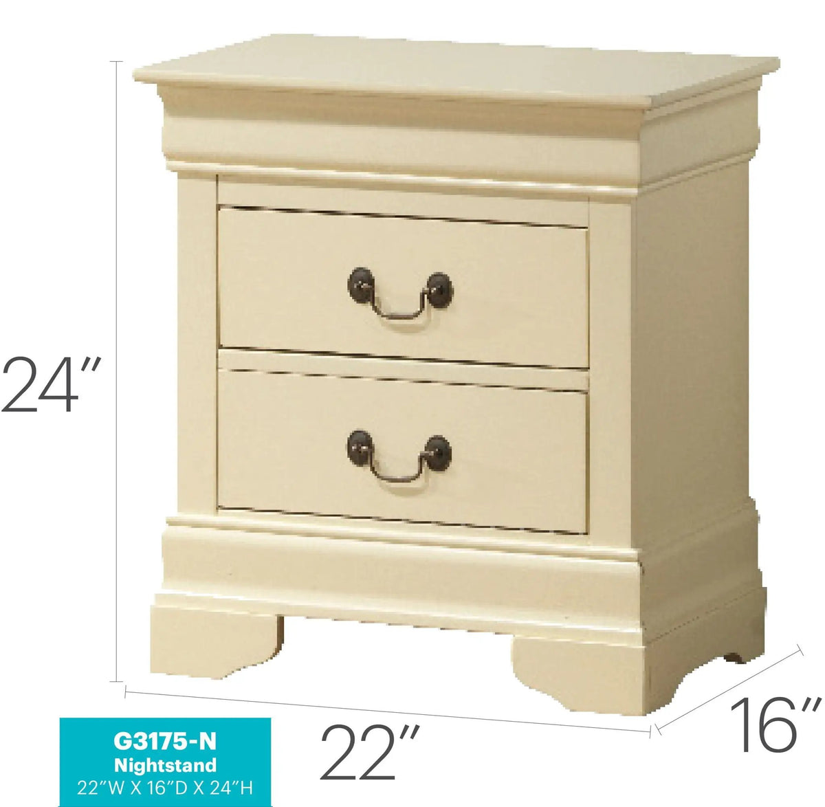 Louis Phillipe Nightstand | Traditional Wood Design | English Dovetailed Drawers | Metal Center Guides