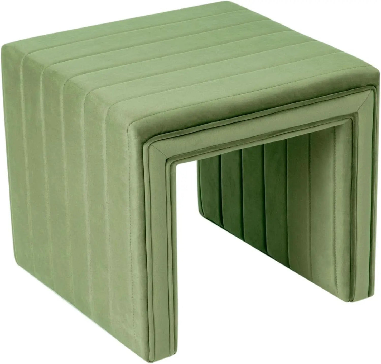 Green Velvety Tufted Ottoman Footstool 18.5 Inches from PriceLows™