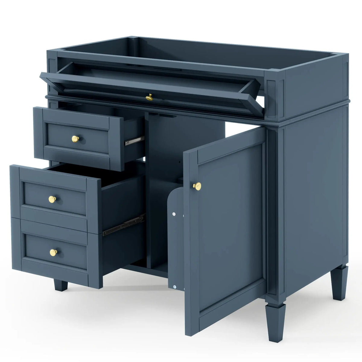 Bathroom Vanity | 3 Drawers | Blue Finish | Tip Out