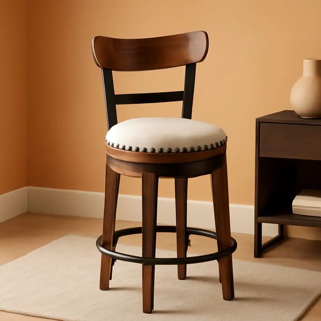 Rustic Farmhouse 24.5 Inch Counter Height Swivel Bar Stool from PriceLows™