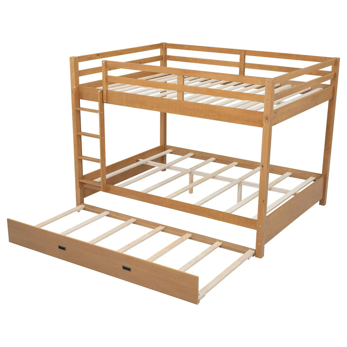 Sturdy Bunk Bed With Ladder | Solid Pine Wood | Guard Rails | Compact Layout