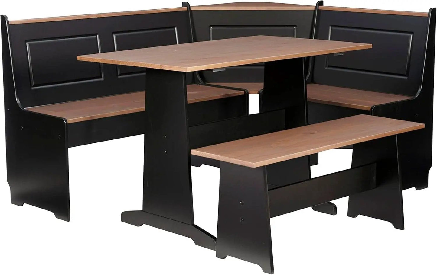 Black Pecan Five Seat Dining Set With Storage Benches from PriceLows™