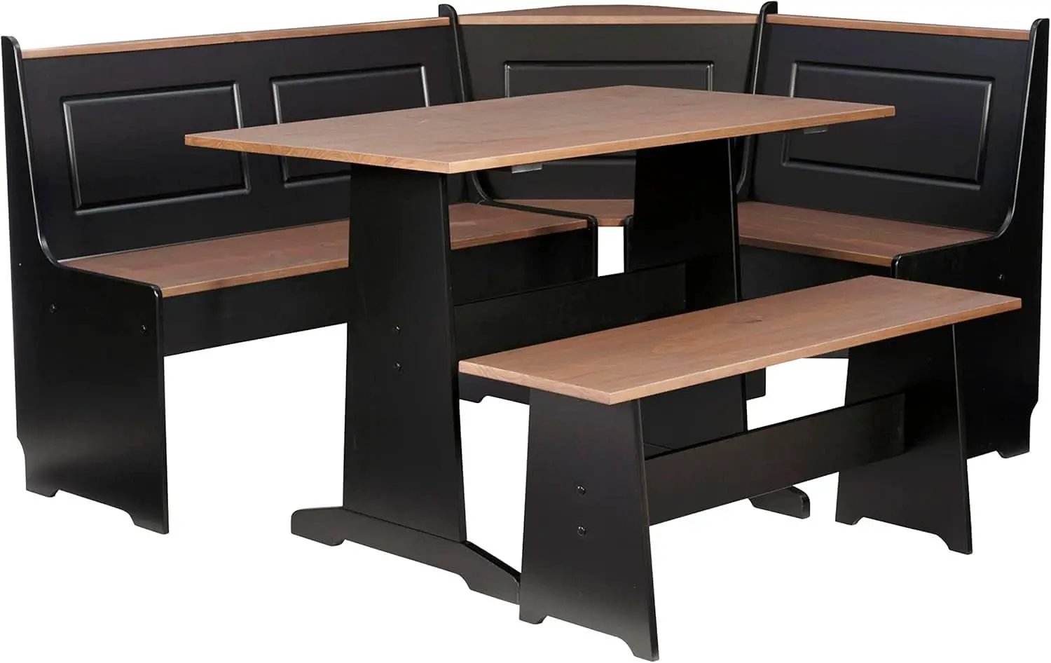 Black Pecan Five Seat Dining Set With Storage Benches from PriceLows™