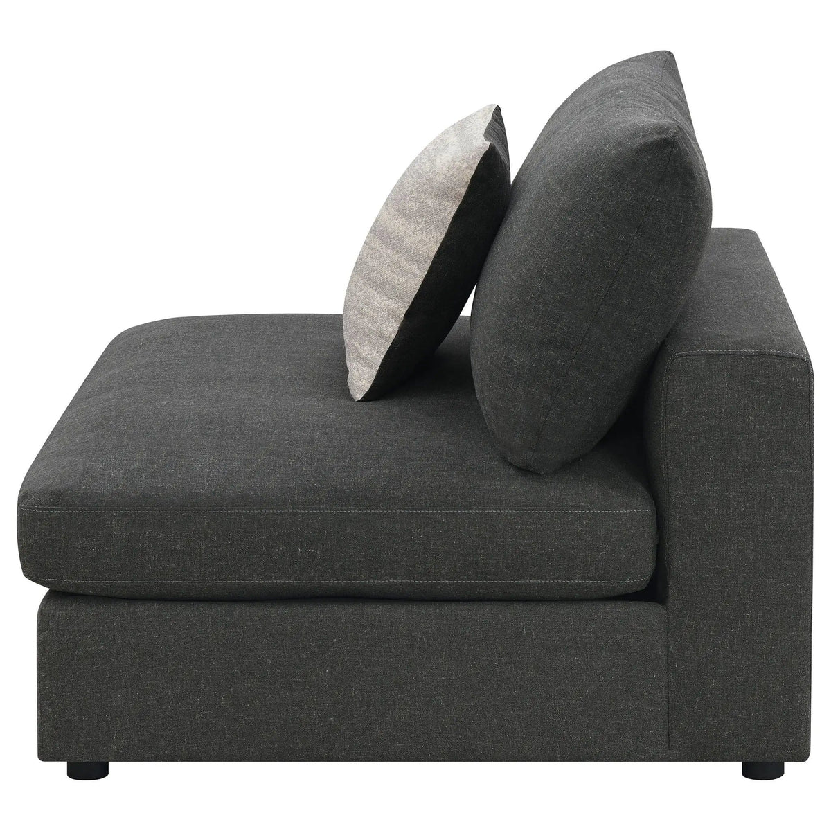 Serene Upholstered Armless Chair | 38 x 41 x 33 in | Linen & Polyester | Charcoal
