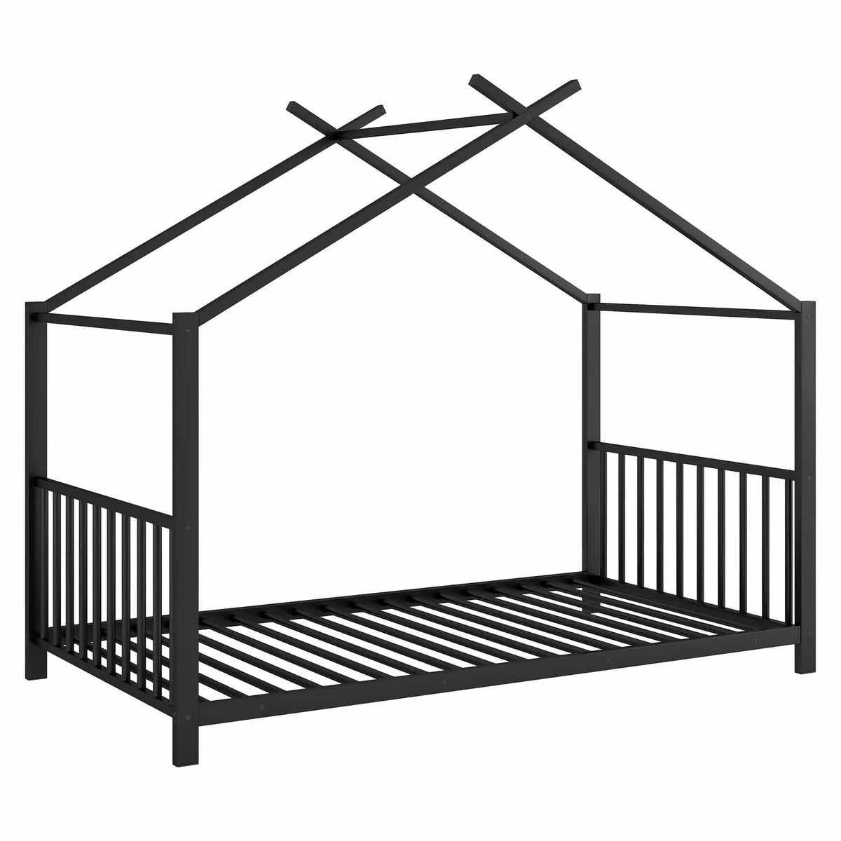 Metal House Platform Bed With Modern Design And Durable Frame | 77.5 x 40.5 x 63.8 in | Metal | Bedroom