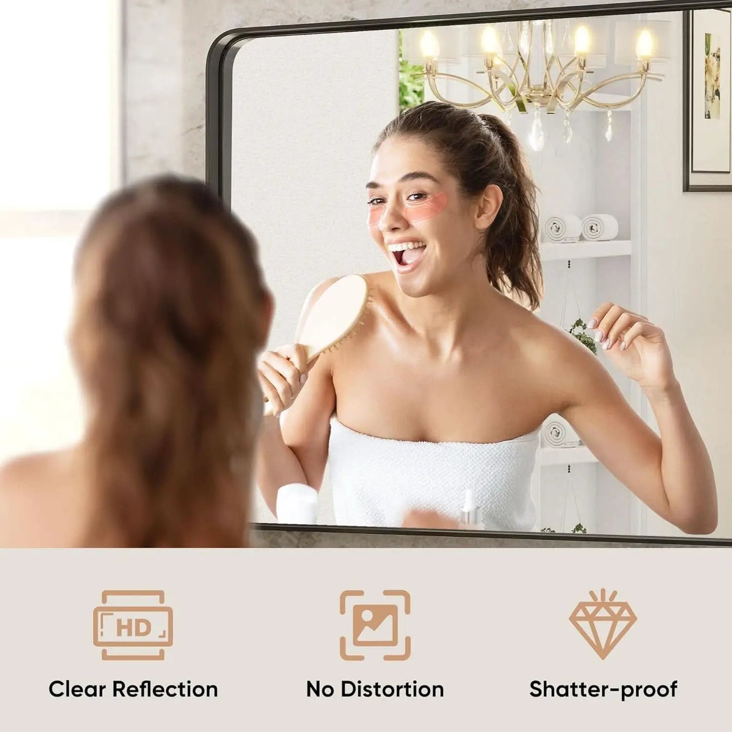 Black Metal Framed Vanity Mirror 30x22 Inch Over Sink from PriceLows™