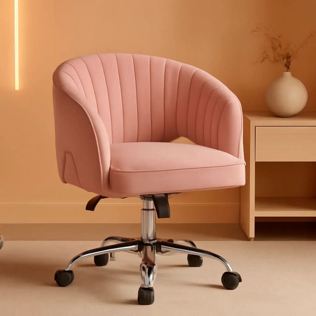 Pink Velvet Desk Chair Backrest Office Chair Modern from PriceLows™