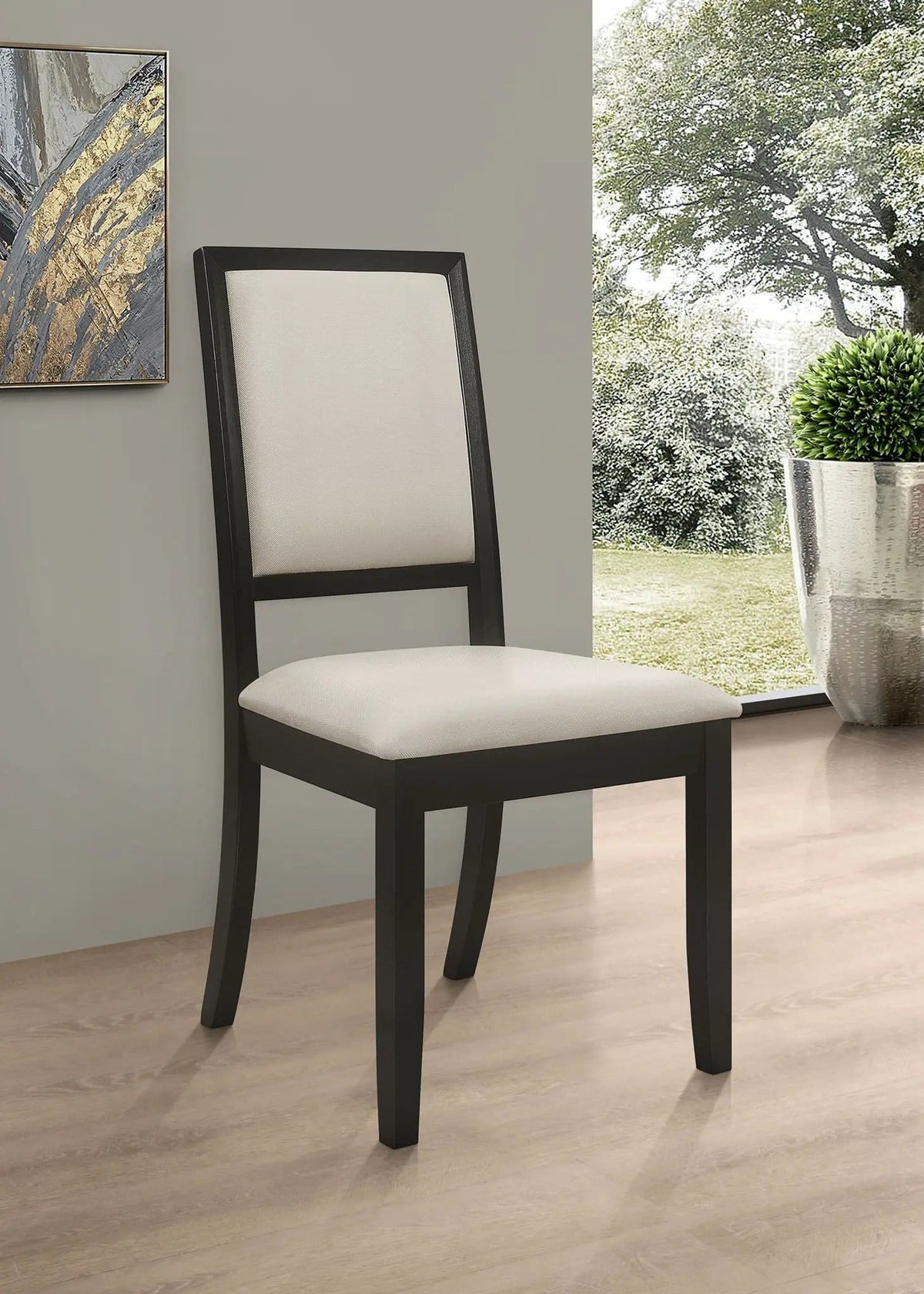 Louise Upholstered Wood Dining Side Chair Black (Set of 2) | 20 x 22.25 x 39 in | Chenille & Veneer | Dining Room