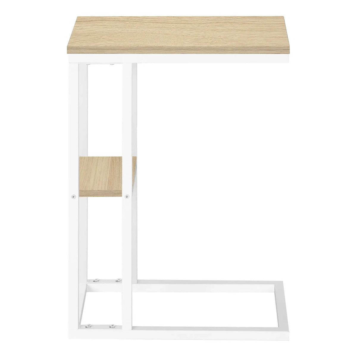 Marble Look C-Shaped Accent Table | Durable Metal Frame | Rectangular Tabletop | Portable Design