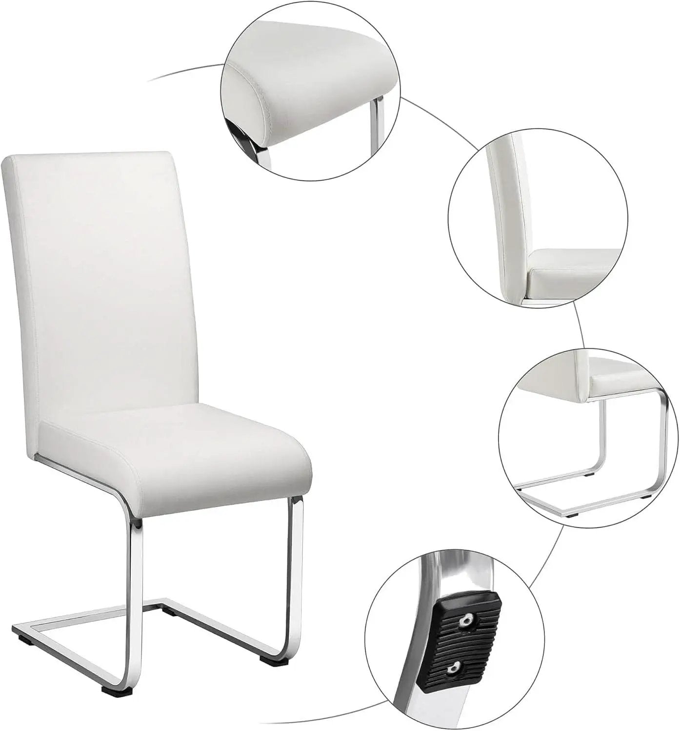 Set Of 2 High Back Faux Leather Dining Chairs White from PriceLows™
