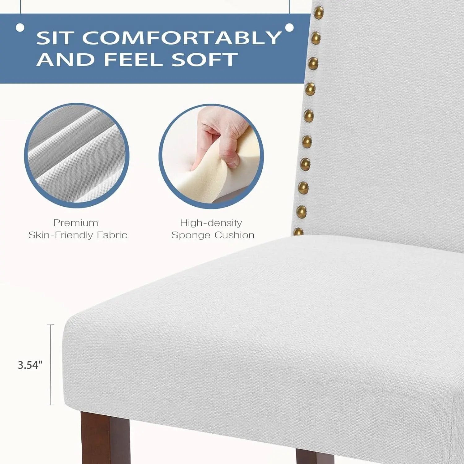 Nailhead Trim Fabric Dining Chairs Light Grey Six Pack from PriceLows™