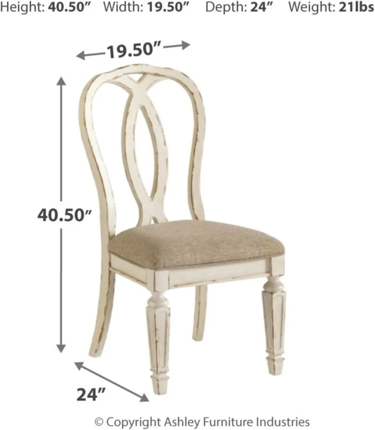 Realyn French Ribbon Back Dining Chairs Chipped White from PriceLows™