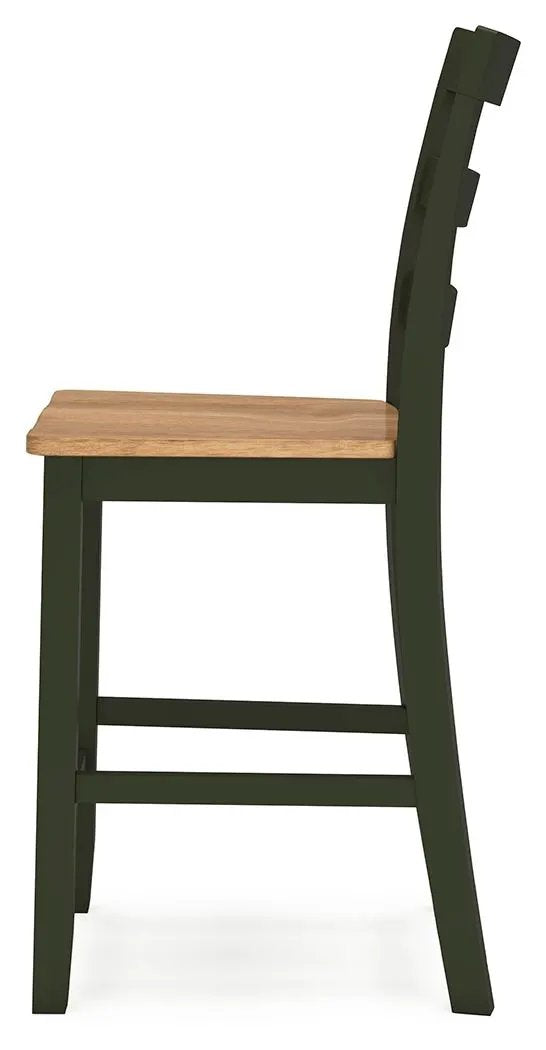 Counter Height Bar Stools | Contoured Seat | Natural Wood | Set Of Two