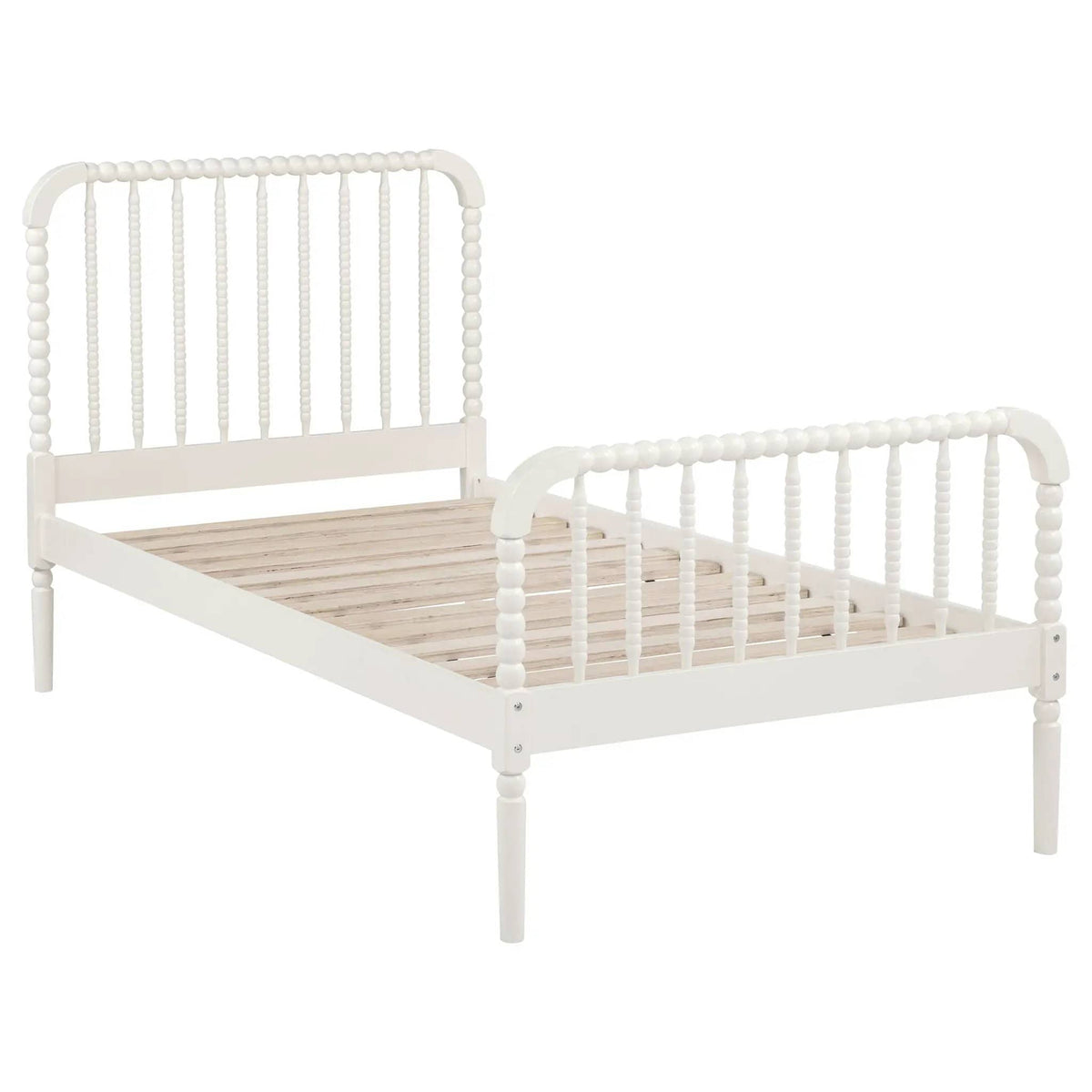 Jones Wood Twin Open Frame Bed | 41.75 x 79.25 x 44 in | Rubberwood | White