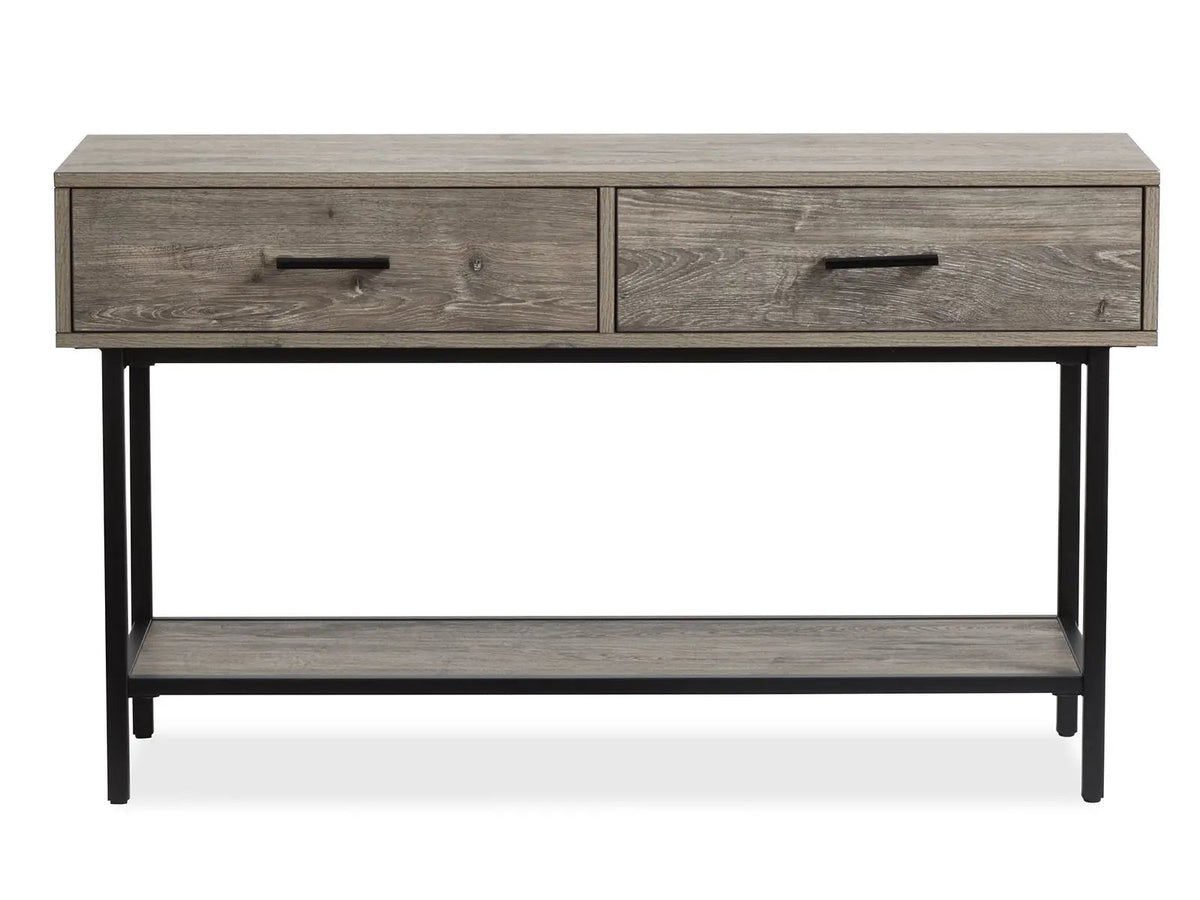 Fenwick Rectangular End Table | Whitetail Brown Finish | Matte Black Metal | Industrial Style