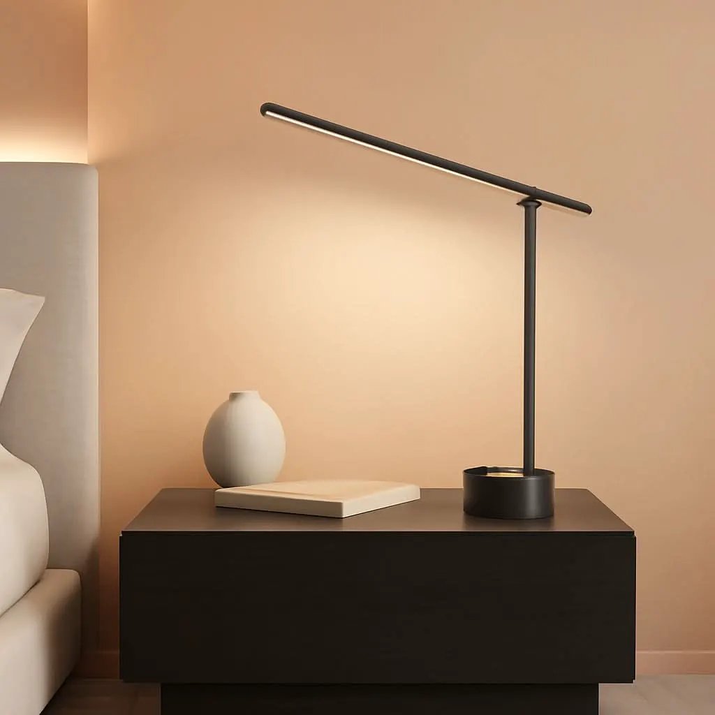 Sunturalux LED Desk Lamp USB Ports Stepless Dimming Black from PriceLows™
