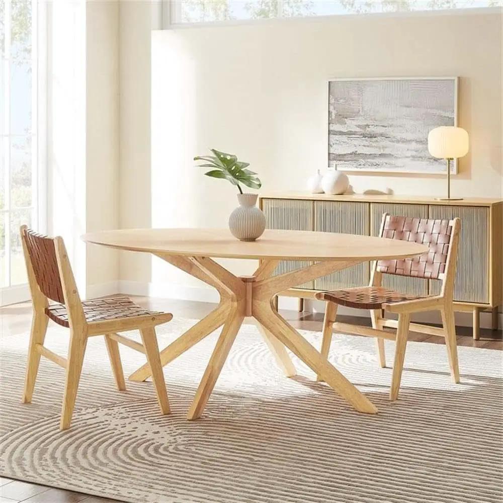 Crossroads 71 Inch Oak Oval Dining Table Mid Century from PriceLows™