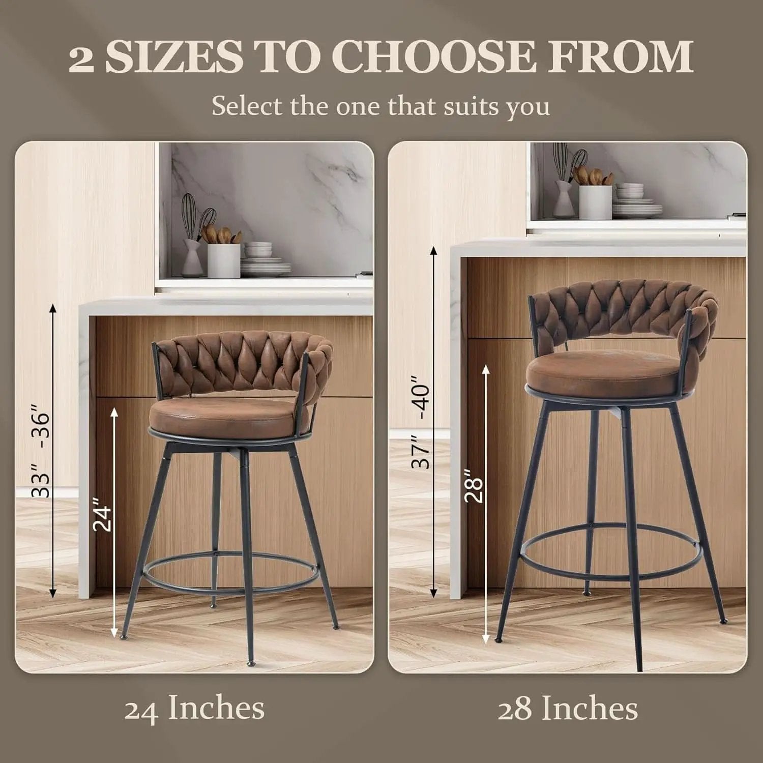 Modern Swivel Bar Stools Set of Two Stylish Design from PriceLows™
