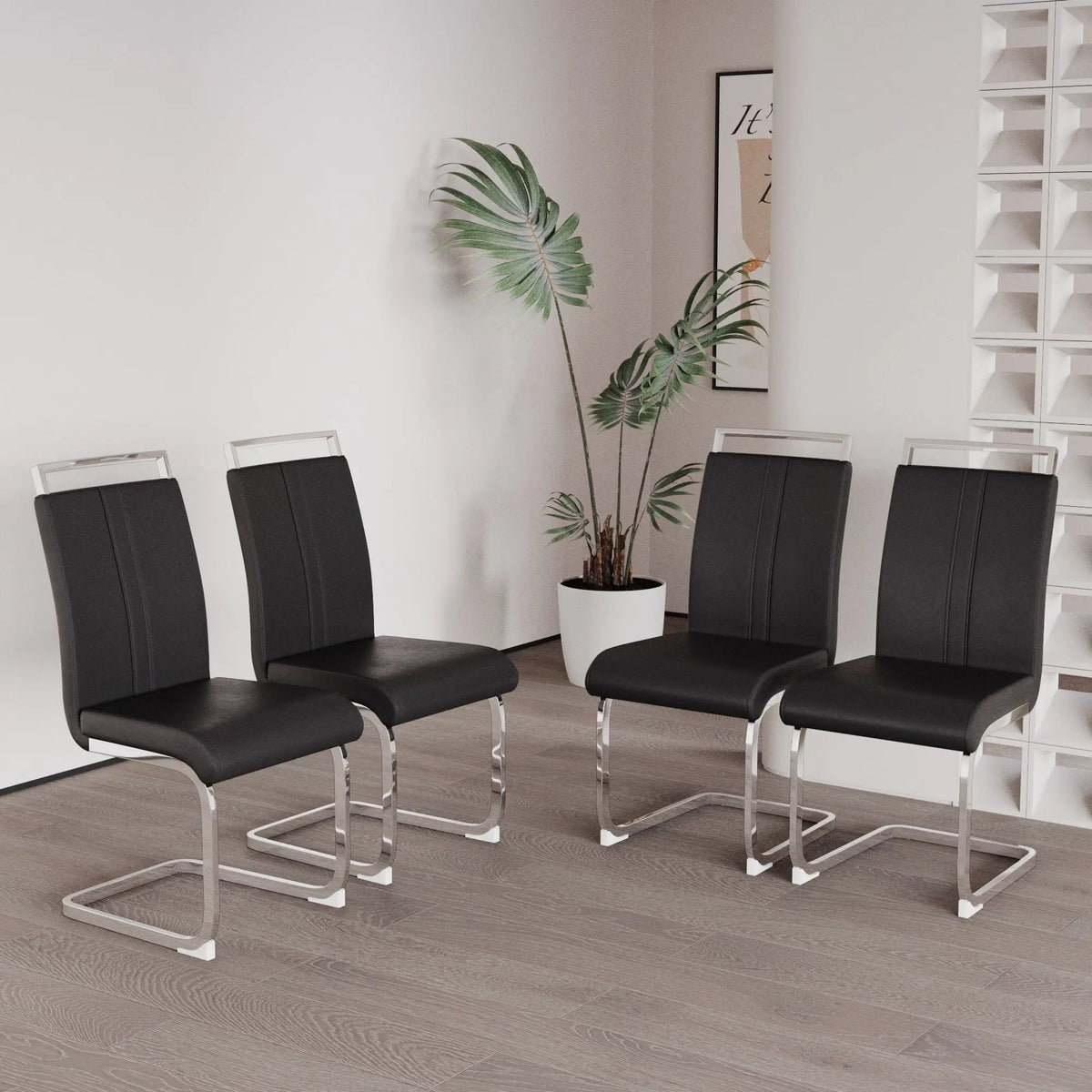 Modern Dining Chairs | Padded Seat | High Back | Accessory Bag Included