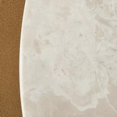 Alben Round End Table | Antiqued Goldtone Metal Frame | Natural Marble Top | 20.5 Inch Diameter