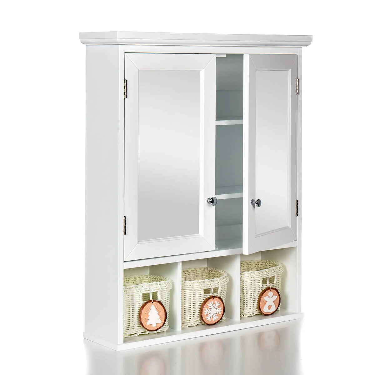 Bathroom Medicine Cabinet With Mirror | 2 Doors | Adjustable Shelves | Water-Based Paint Finish
