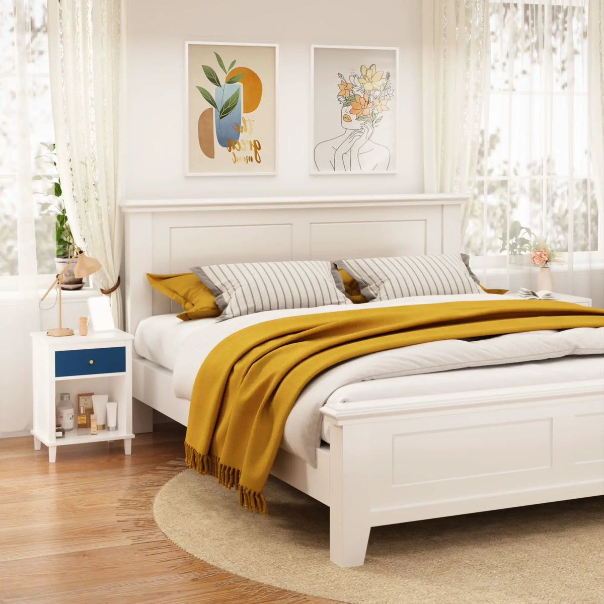 Nightstand With 1 Drawer And 1 Shelf | Aluminum Handles | Tip-Over Restraint | Child-Safe Design