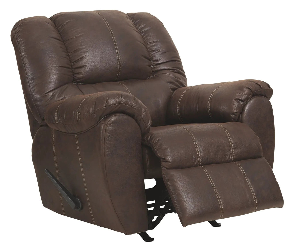 McGann Rocker Recliner | Leather Look Fabric Feel | Jumbo Stitching | Thick Cushioning