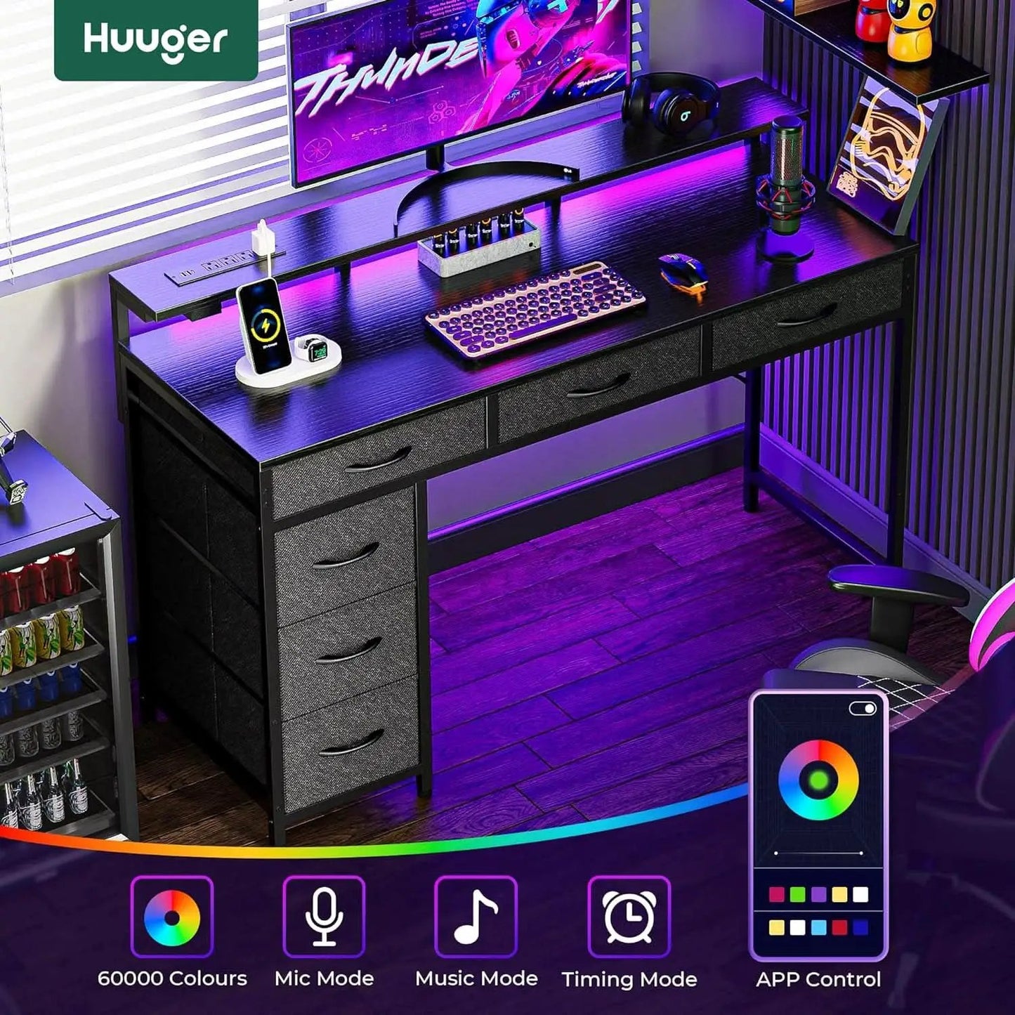 47 Inch RGB Gaming Desk For Home Office And Gaming Setup from PriceLows™