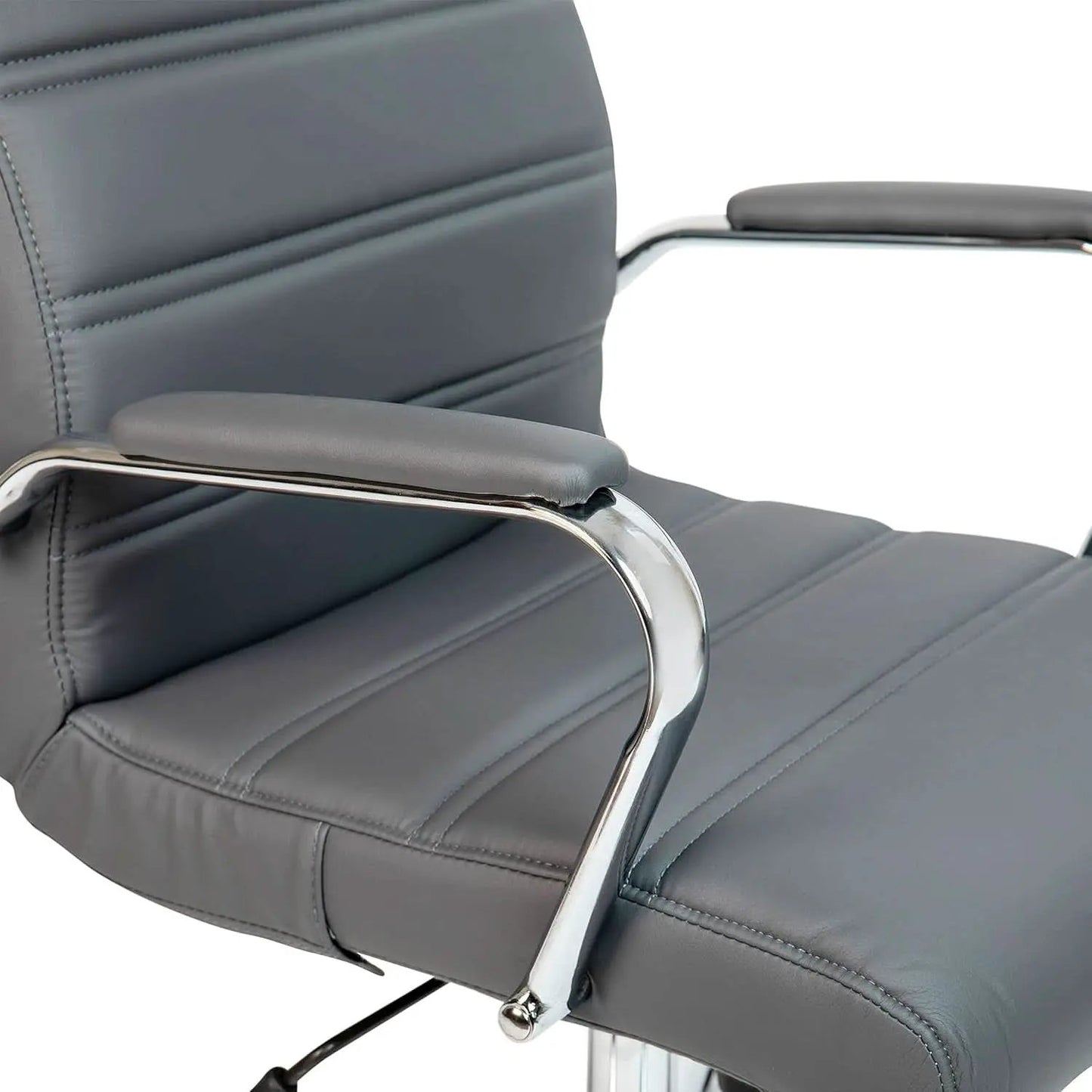 Whitney High Back Leather Office Chair With Adjustable Height Gray Chrome from PriceLows™