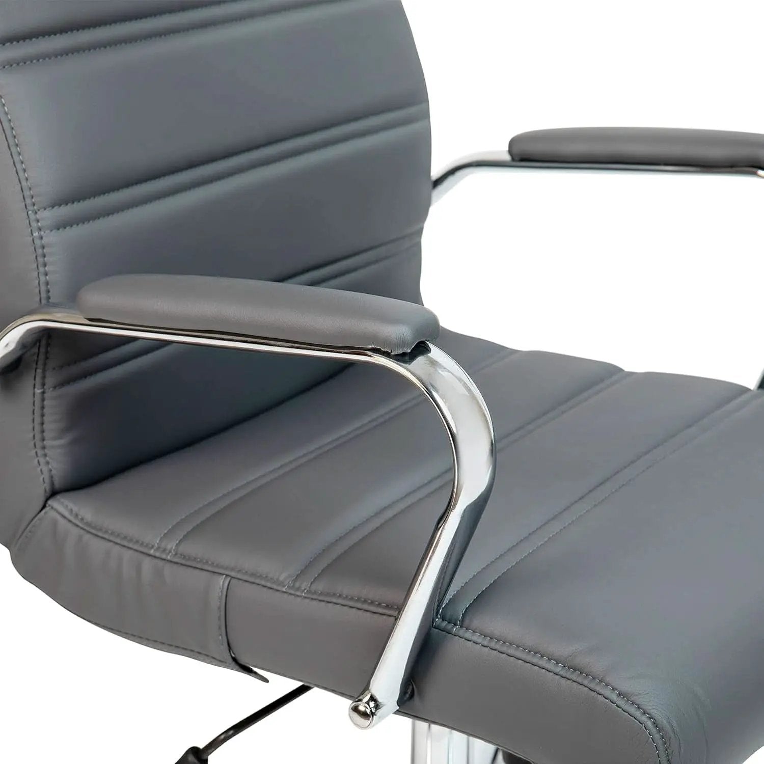 Whitney High Back Leather Office Chair With Adjustable Height Gray Chrome from PriceLows™