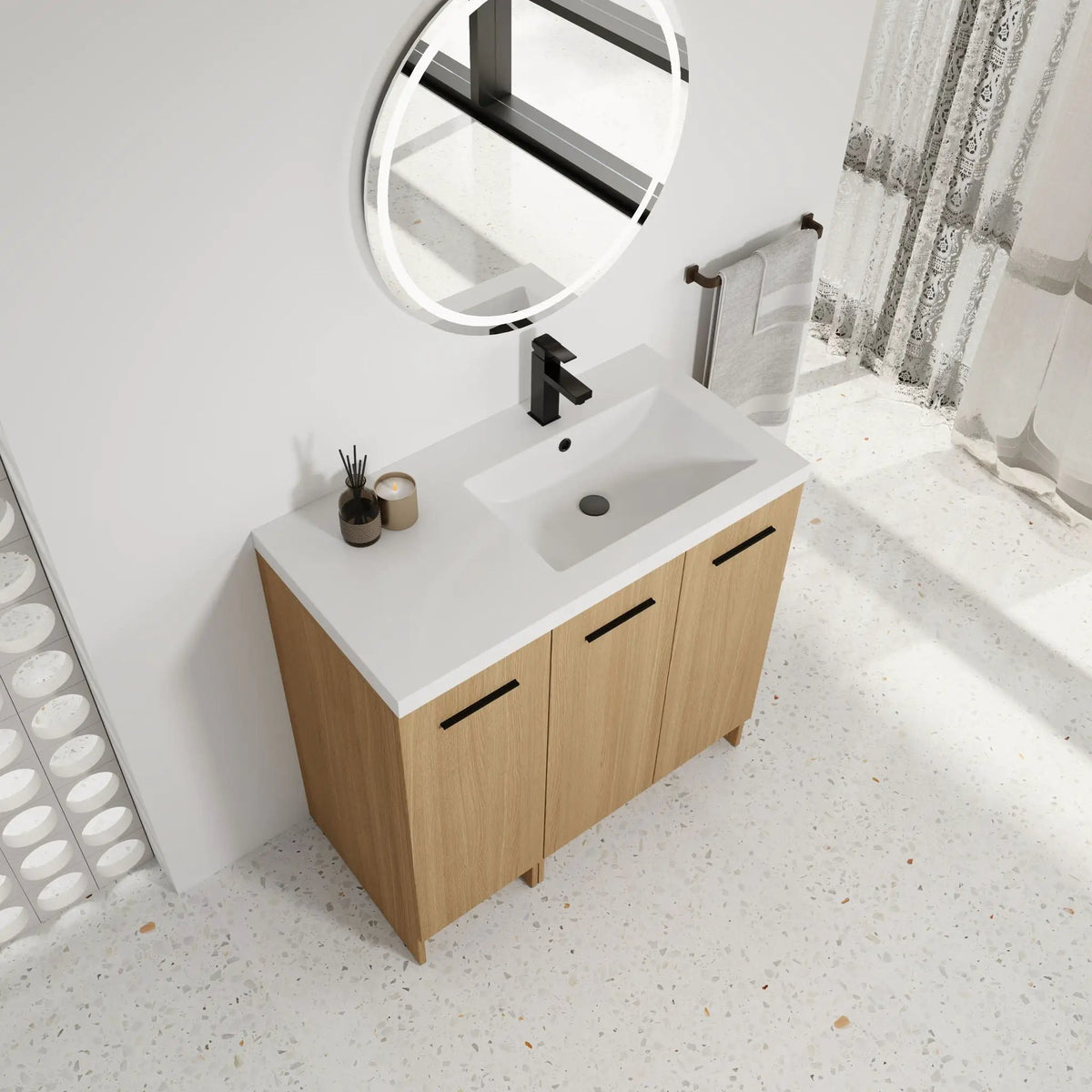 Wall Mounted Floating Bathroom Vanity | 3 Door Modular | Gel Coat Sink