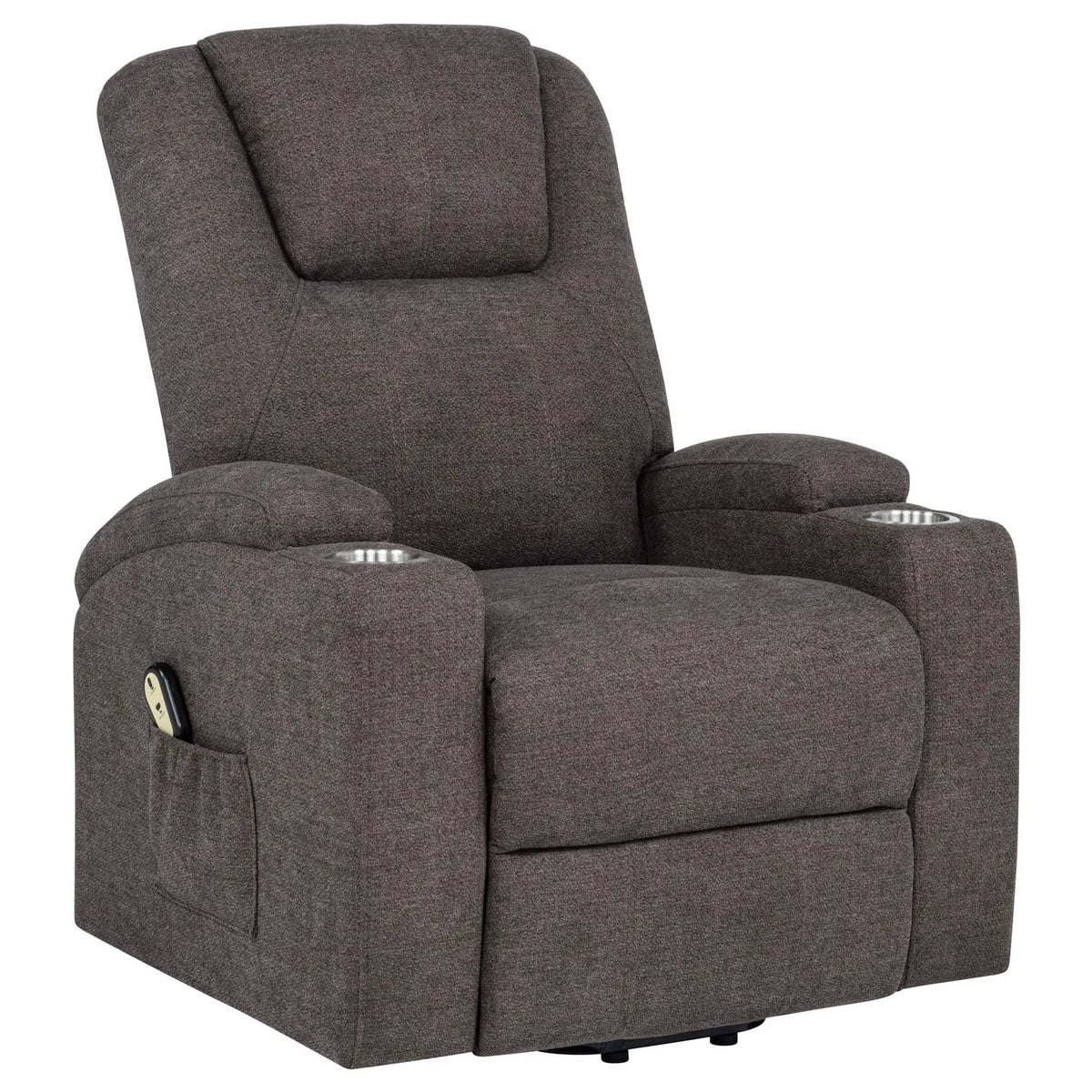 Louie Chenille Upholstered Power Lift Massage Chair | 32 x 37 x 42.5 in | Chenille & Stainless Steel | Brown
