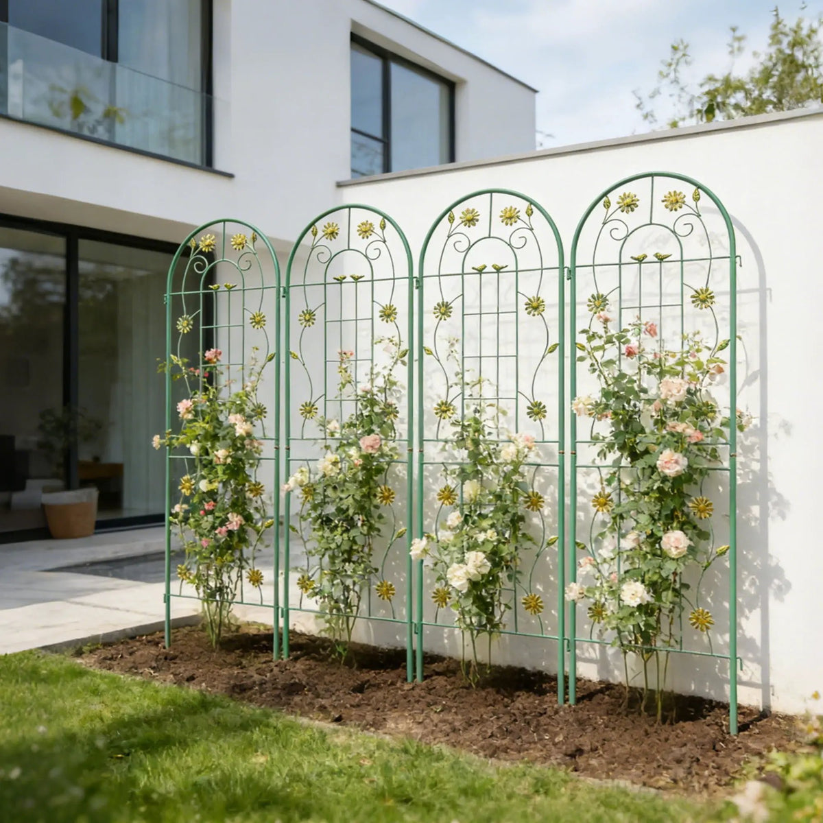 Metal Garden Trellis | Galvanized Steel | Powder Coated | 4 Piece Set
