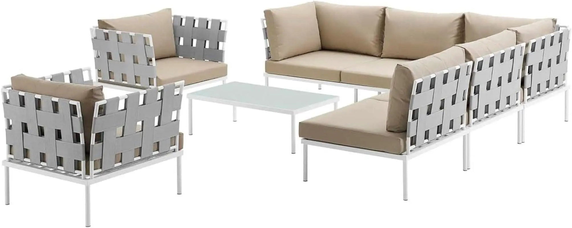 Harmony Aluminum Outdoor Sectional Sofa Set White Cushions from PriceLows™