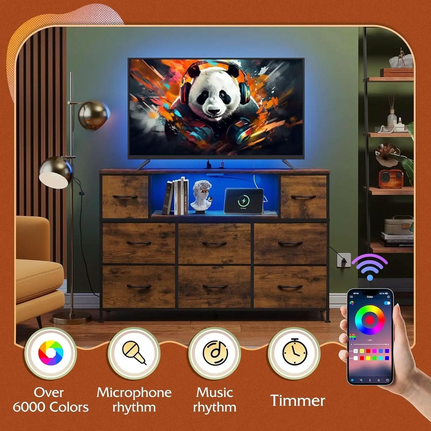Bedroom Dresser TV Stand 55 Inch TV With Charging Station from PriceLows™