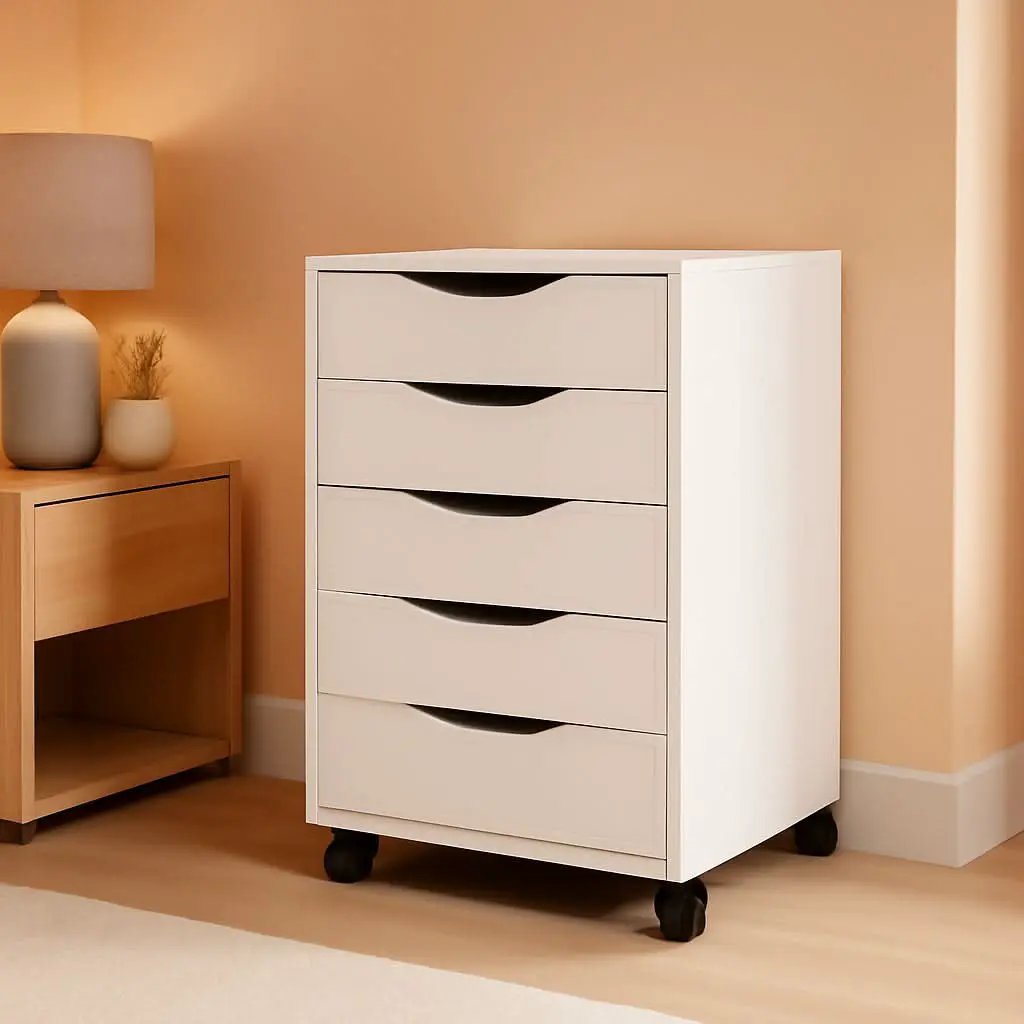 5 Drawer File Cabinet White For Home Office Organization from PriceLows™
