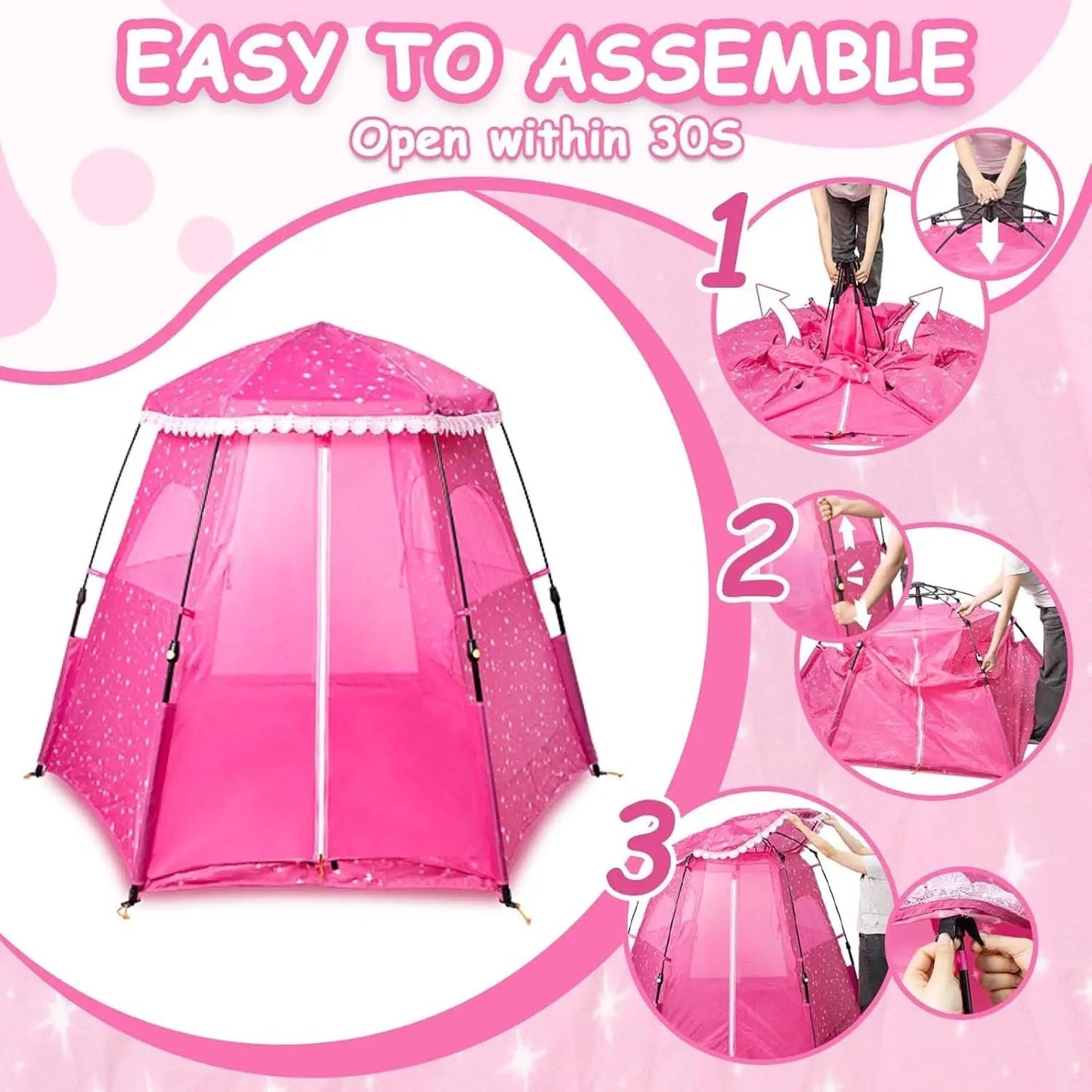Kids Pop Up Play Tent 78x66 Inch Princess Castle Playhouse from PriceLows™