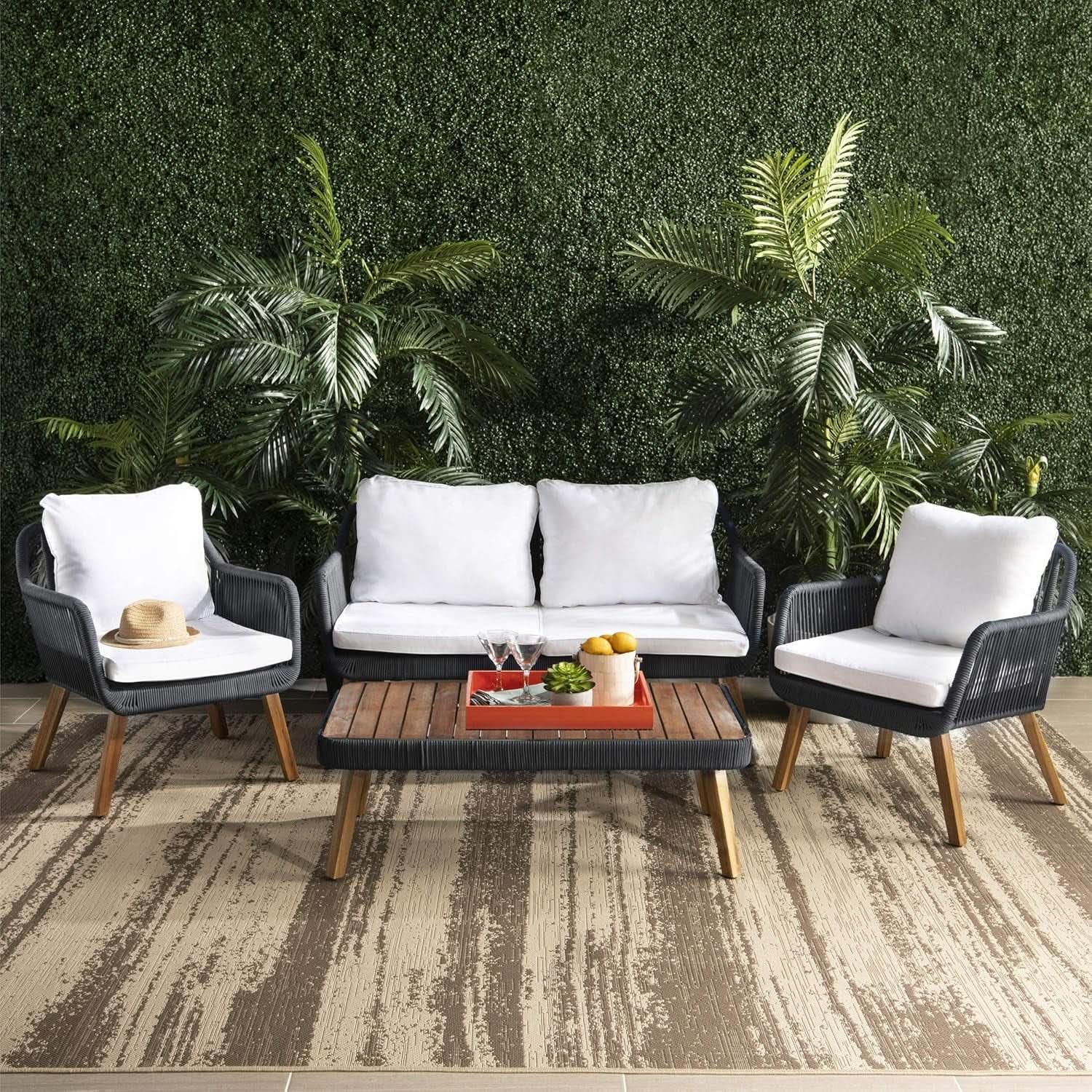 Outdoor Patio 4 Piece Eucalyptus Rope Furniture Set from PriceLows™