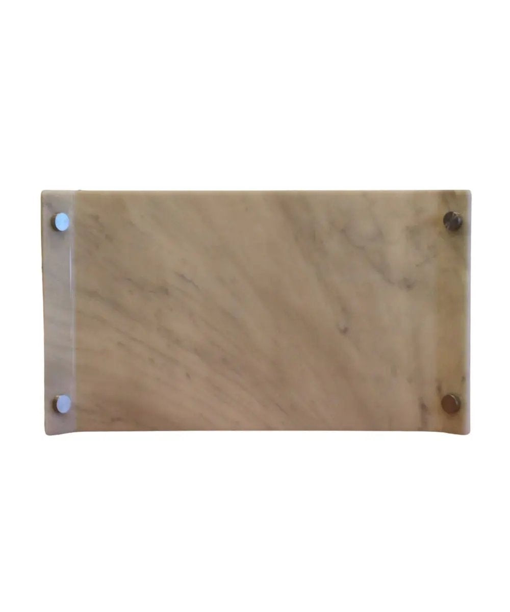 Square Shallow Drum Lampshade | Faux Marbled Alabaster | 15X15X9 | Matte