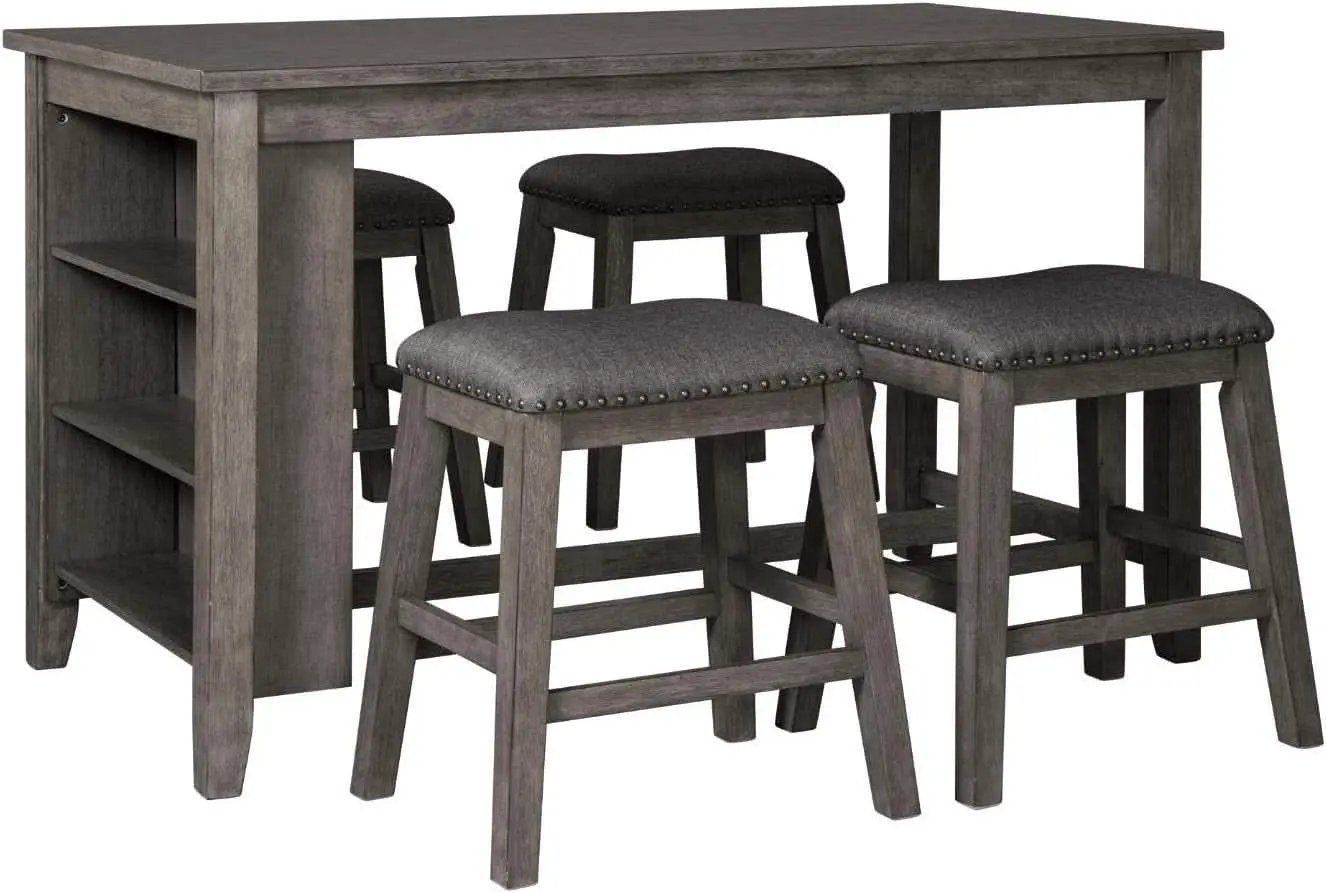 Caitbrook Rustic Counter Height Dining Table With Storage from PriceLows™