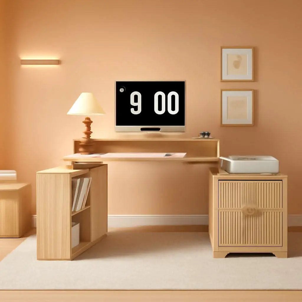 67-Inch L-Shaped Desk With Integrated Power Outlets from PriceLows™