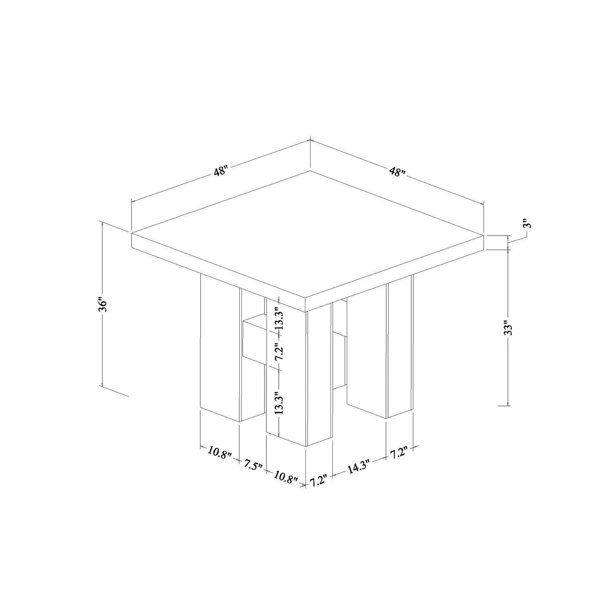 Mikha Bar Table | 48 Inch Square | Rubberwood Construction | Sleek Finish