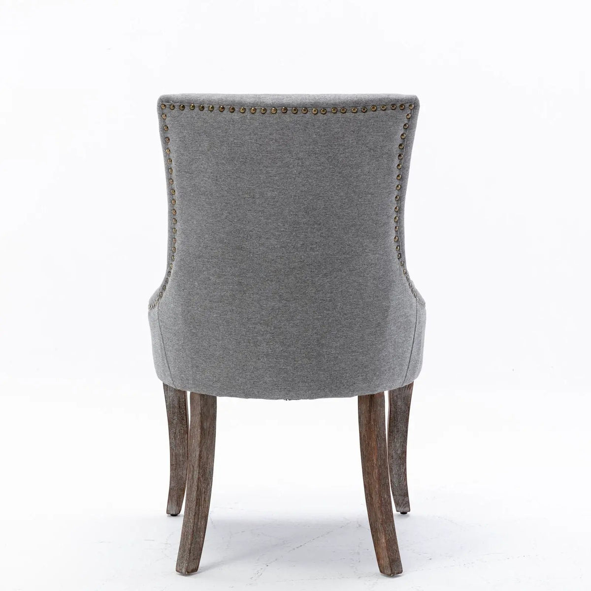 Ultra Nail Head Dining Chairs | Set Of 2 | Neutral Solid Wood Legs | Soft Fabric