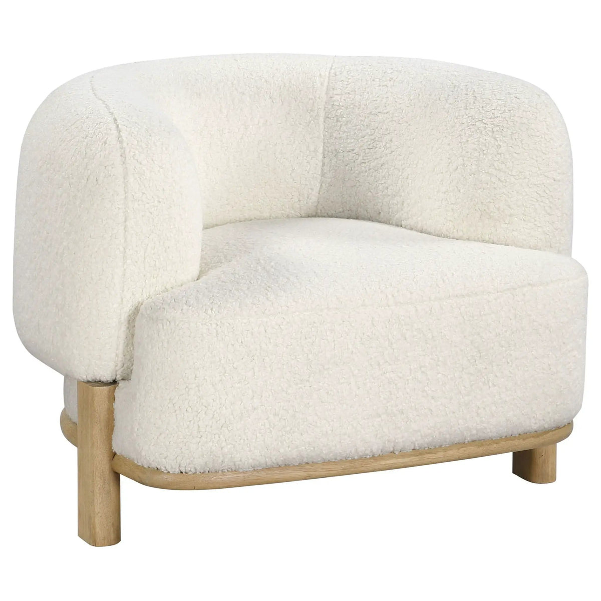 Lawler Upholstered Barrel Back Accent Chair Ivory and | 38 x 32.75 x 28 in | Living Room Furniture | Natural