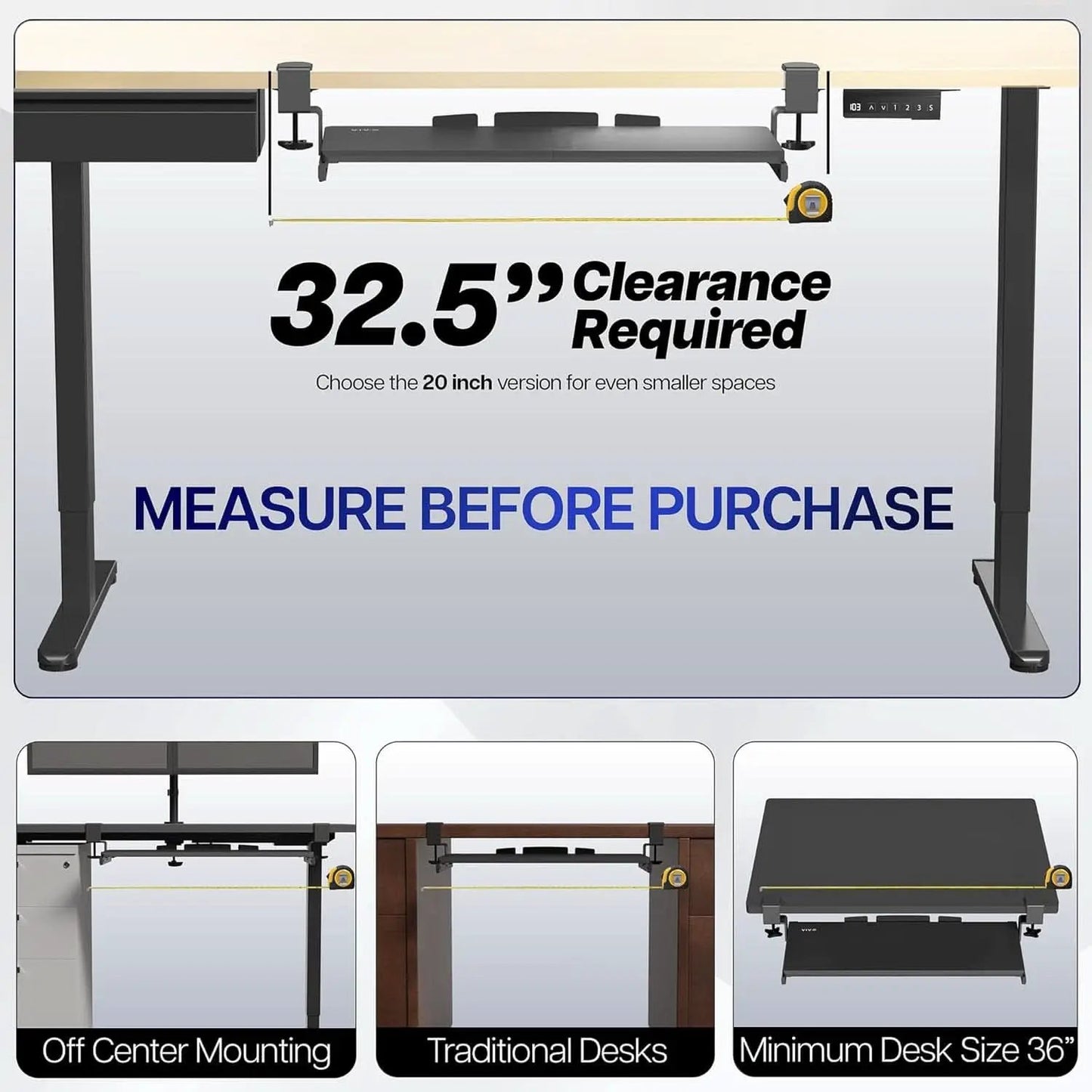 Under Desk Keyboard Tray 27x11 Inch C Clamp Mount Black from PriceLows™
