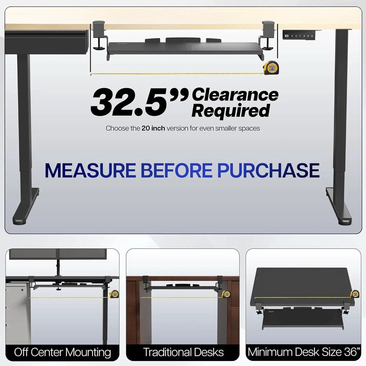 Under Desk Keyboard Tray 27x11 Inch C Clamp Mount Black from PriceLows™