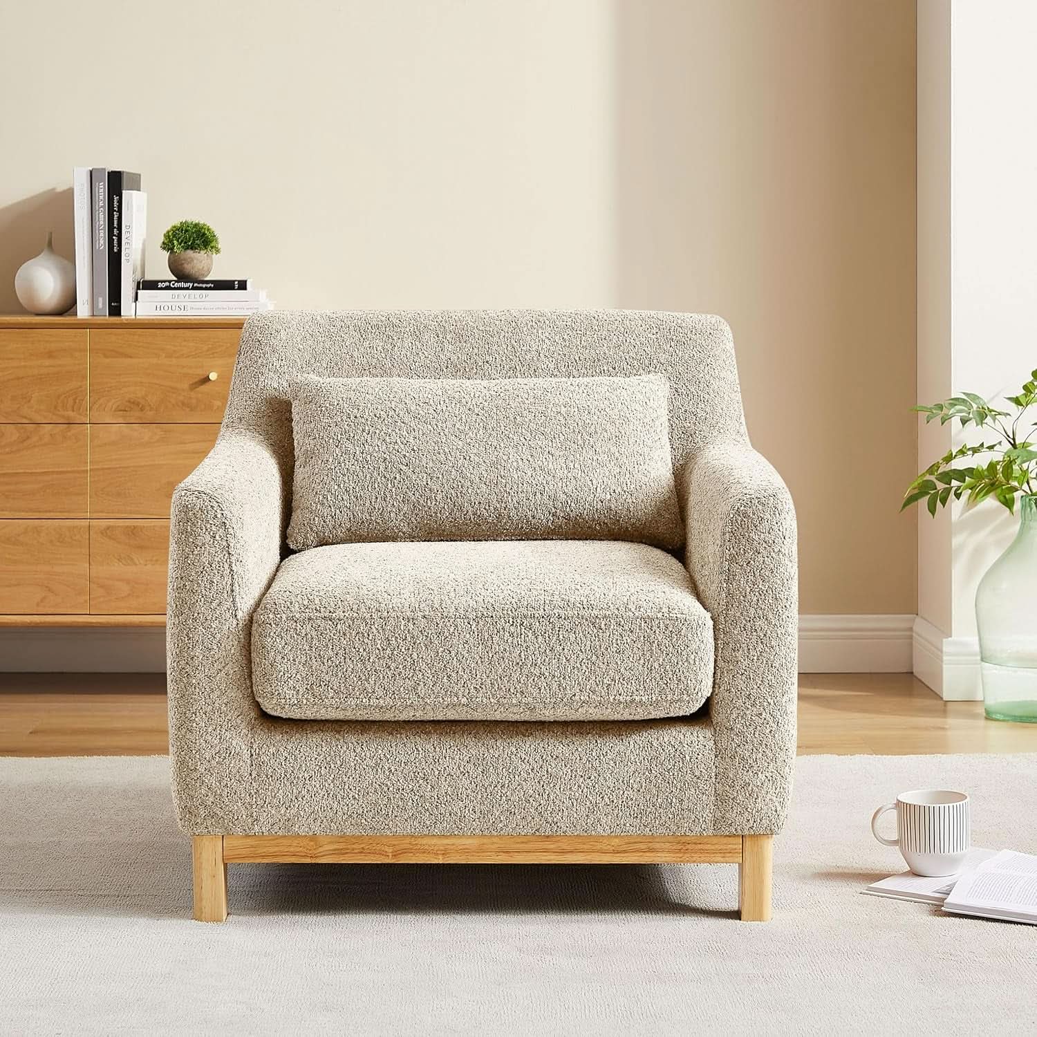 Luxurious Sherpa Oversized Accent Chair Camel Plush from PriceLows™