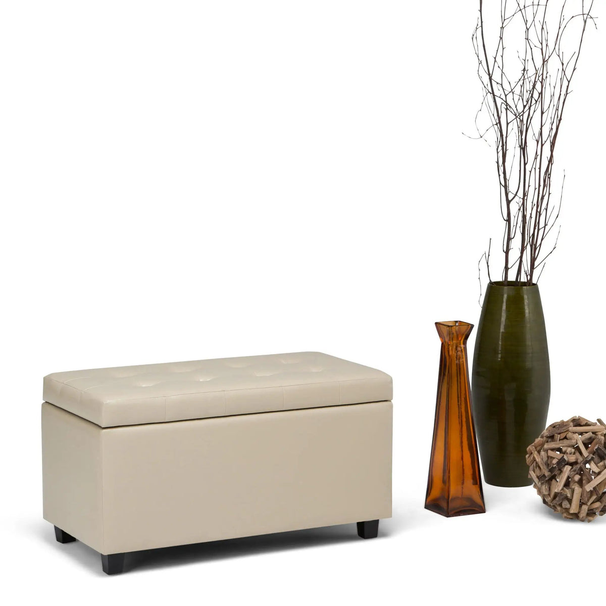 Cosmopolitan Upholstered Storage Ottoman | Child Safety Hinge | Large Interior Storage | 33.5 Inch Length