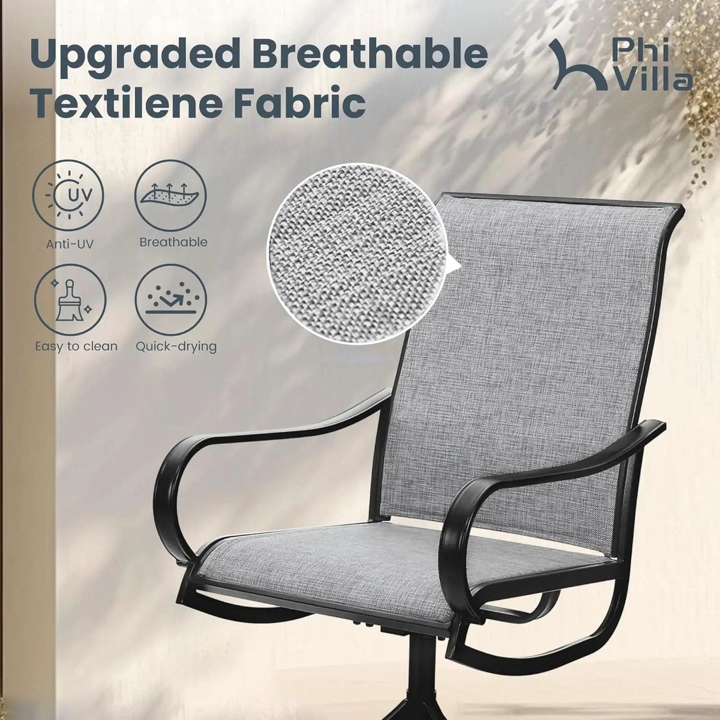 Outdoor Patio Dining Set With Swivel Chairs Gray Textilene from PriceLows™