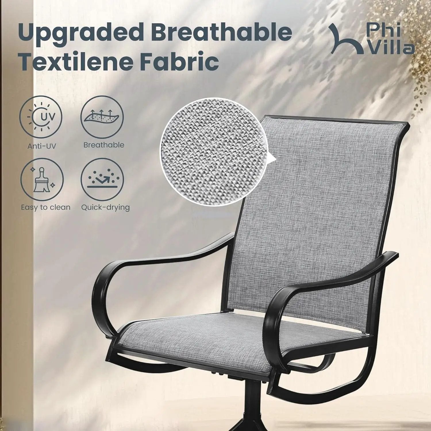 Outdoor Patio Dining Set With Swivel Chairs Gray Textilene from PriceLows™